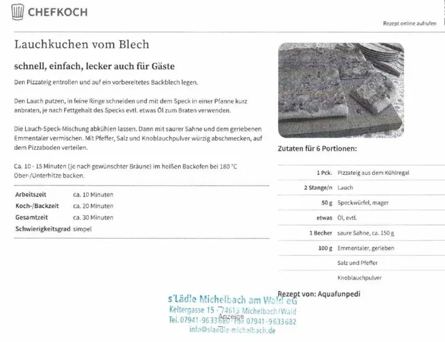 Lauchkuchen vom Blech &ndash; Rezept des Monats Januar 2023
