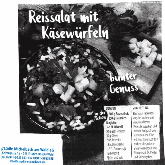 Reissalat mit Käsewürfeln &ndash; Rezept des Monats Juli 2023