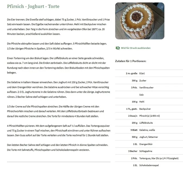 Pfirsich - Joghurt - Torte &ndash; Rezept des Monats August 2023