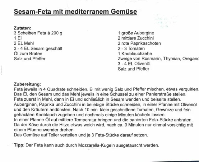 Sesam-Feta mit mediterranem Gemüse &ndash; Rezept des Monats Mai 2024