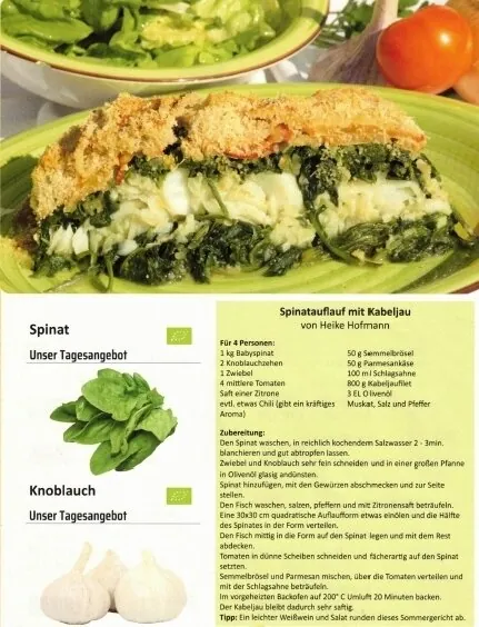Spinatauflauf mit Kabeljau &ndash; Rezept des Monats August 2024