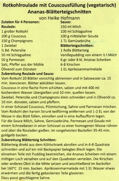 Rotkohlroulade mit Couscousfüllung &ndash; Rezept des Monats Januar 2025
