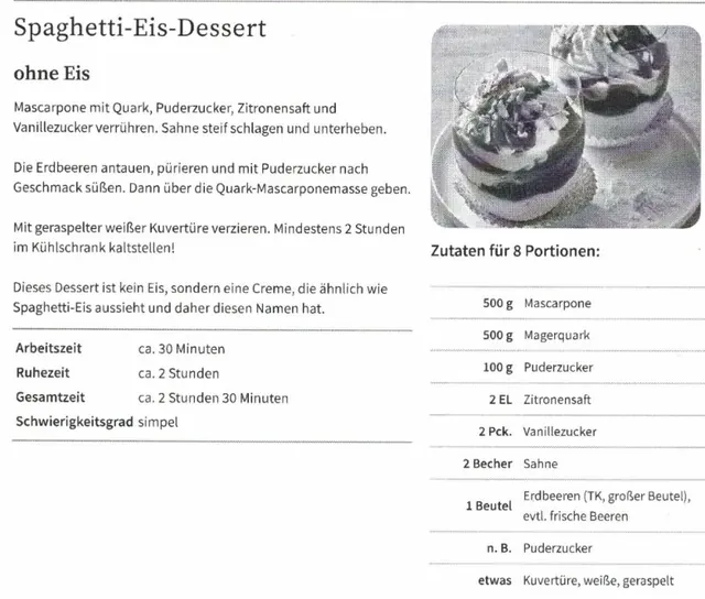 Spaghetti-Eis-Dessert &ndash; Rezept des Monats Juni 2025