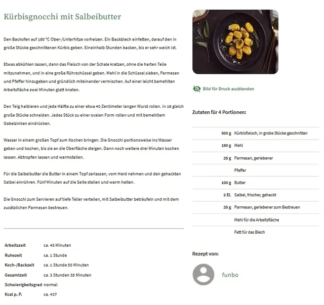 Kürbisgnocchi mit Salbeibutter &ndash; Rezept des Monats Oktober 2025