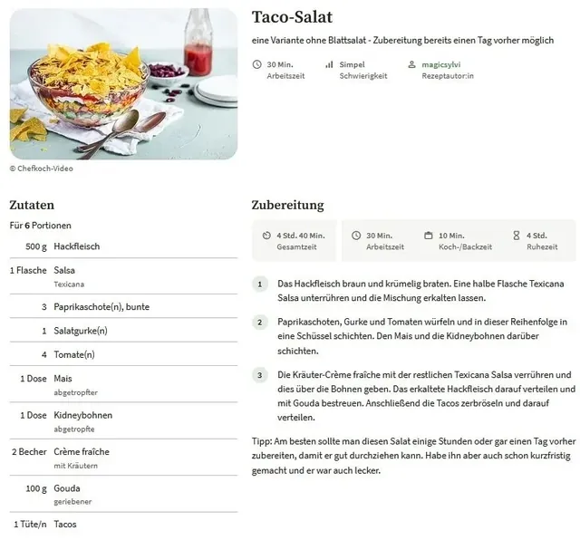 Taco-Salat &ndash; Rezept des Monats Juli 2026